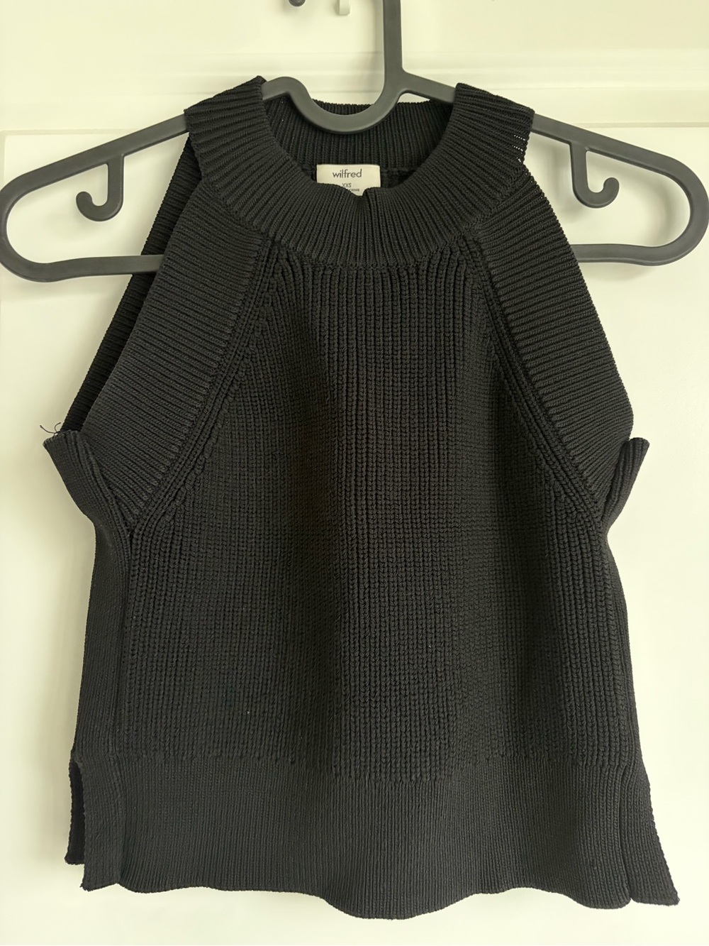 Wilfred Black Ribbed Knit High-Neck Sleeveless Sweater Tank Size XXS